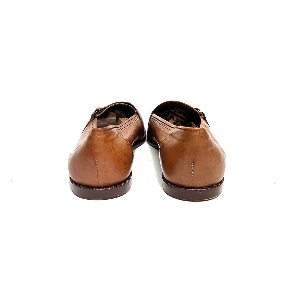 Vintage 1980s tan leather women's brogue slip on loafers - Picture 7 of 8